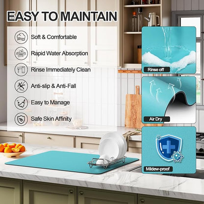 Dish Drying Mat for Kitchen Counter | Coffee Bar Mat for Countertops | Heat - Image 3