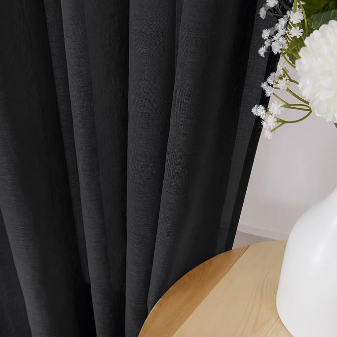 Tollpiz Sheer Curtains Linen Textured Bedroom Curtain Sheers Light Filtering - Image 3