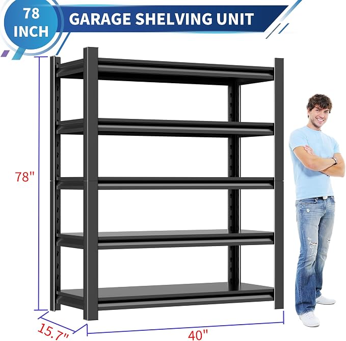 Garage Shelving Unit, 4 Pieces78 HThickened Metal Shelving Units - Image 2