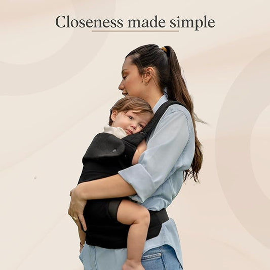 Cub & Co Ergonomic Baby Carrier Newborn to Toddler – 4-in-1 Adjustable with Head Support, Breathable Fabric, Padded Waistband & Travel-Ready Foldable Design (Black)