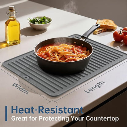 Songrey 28" x 18" Silicone Dish Drying Mat, Kitchen Counter Drying Pad - Image 5