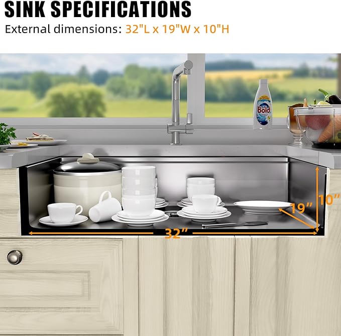 Undermount Kitchen Sink Stainless Steel 32x19 - Undermount Workstation Sink Single Bowl Commercial 16 Gauge Stainless Steel Kitchen Sinks Silver