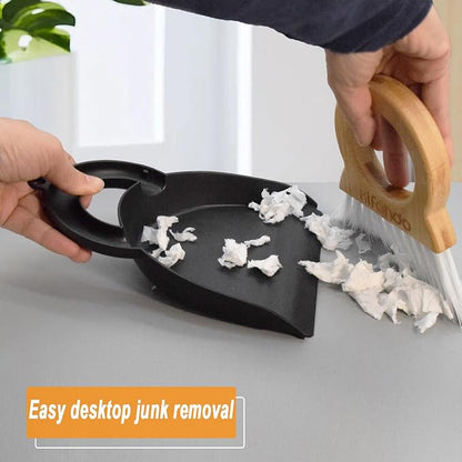 Mini Broom and Dustpan for Housekeeping-Bamboo Handle Small Broom and Dustpan - Image 3