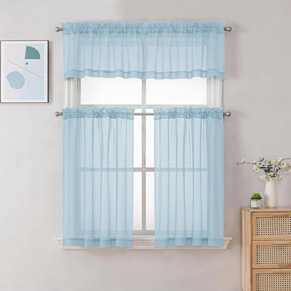 Chyhomenyc Sheer Valances for Windows 2 Pack, Small Window Curtains for Living - Image 2