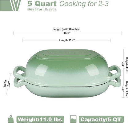 VORRINGARD Enameled Cast Iron Sourdough Bread Oven, Dutch Oven, Loaf Cast Iron - Image 2