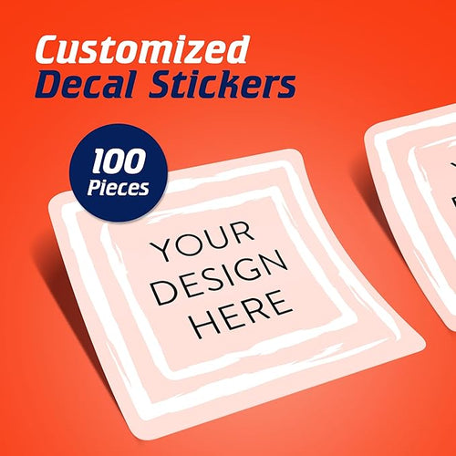 100 Custom Vinyl Stickers - Upload Your own Image, Text, Design, Logo - Personalized Logo Labels for Handmade, Packaging, Bottle, Jars, Candle, Brand Stickers (Peach, 1.5x1.5 Square)