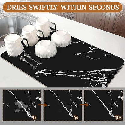 Absorbent Coffee Mat, Hide Stain Rubber Backed Absorbent Dish Drying Mat - Image 3