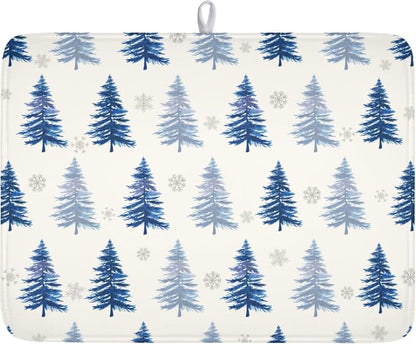 Winter Dish Drying Mat 18 x 24 Inch Blue Tree Dish Drying Pad Absorbent by Unknown