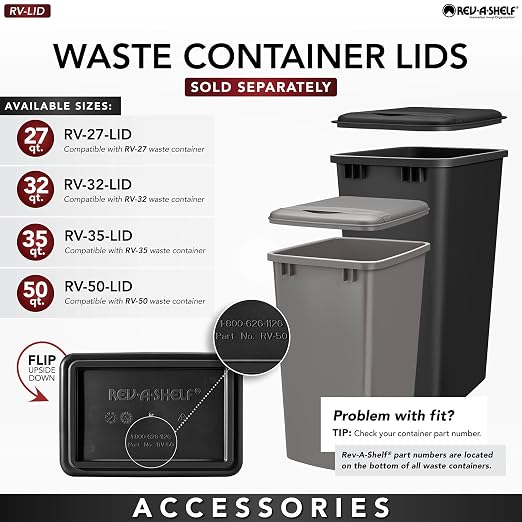 Rev-A-Shelf Pullout Trash Cans for Kitchen Cabinet, Dual 35 Qt Bins - Image 9