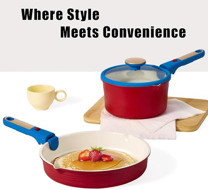 CAROTE 5Pcs Titanium Cookware Set, Pots and Pans Set Non Stick, Kitchen Cooking - Image 8