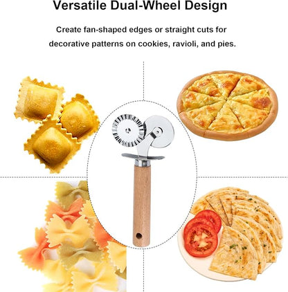 Pastry Double Cutter Wheel, 2 Pack Pasta Cutter Wheel, Dual-Head Baking Tool - Image 4