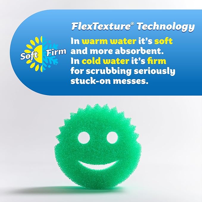 Scrub Daddy Color Sponges - Scratch-Free Multipurpose Dish Sponges for Kitchen, Bathroom & Household Cleaning - Made with BPA-Free Polymer Foam (3 Count)