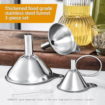 3 Pcs Stainless Steel Kitchen Funnel Made of Food-Grade Stainless Steel That - Image 5