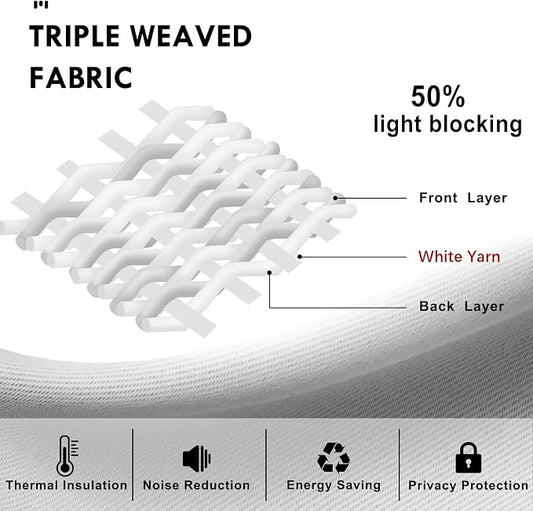 DWCN White Curtains for Living Room Thermal Insulated, 50% Light Blocking - Image 2