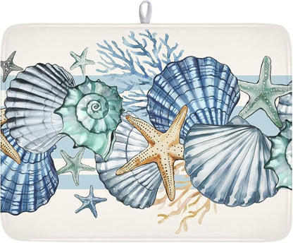Summer Sea Shell Drying Mat 24x18 Inch, Starfish Drying Mat by Trongr