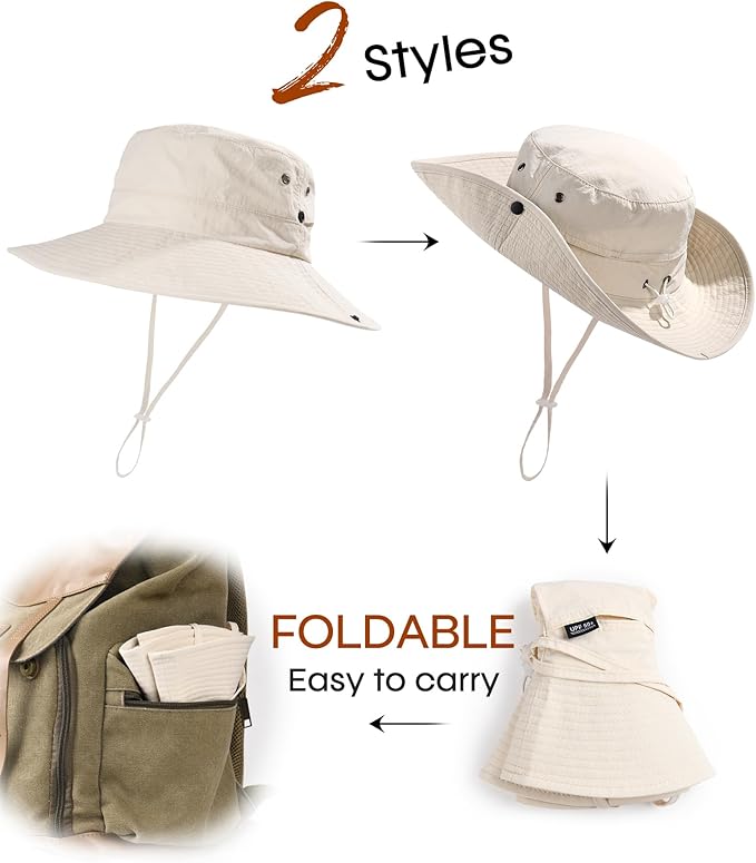 FURTALK Sun Hats for Women with Ponytail Hole Wide Brim Beach Bucket Hat UPF 50+ Fishing Hiking Outdoor Hats