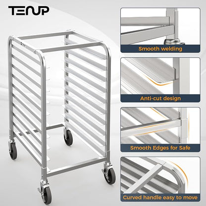 TenUp 10-Tier NSF Aluminum Sheet Pan Rack, Commercial Bakery Cooling & Storage - Image 5