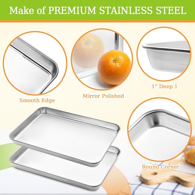 CEKEE Stainless Steel Baking Sheet Set of 2, Cookie Sheet - Image 4