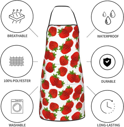 Cute Strawberry Oven Mitts Strawberries Pot Holders Cooking Apron Set of 5 - Image 5