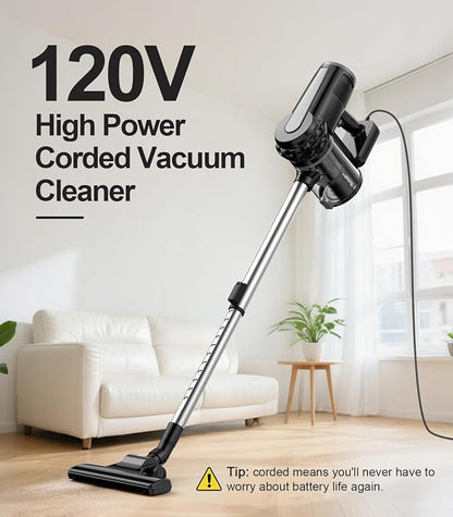 qimedo Corded Stick Vacuum Cleaner C1, 600W Plug in Stick Vacuum Cleaner - Image 3