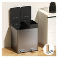 Kitchen Dual Trash Can - Double Touchless Garbage Bins 2 x 4 Gallon (2 x 15 L) with Lid, Stainless Compartment Trash and Recycle Bin Combo