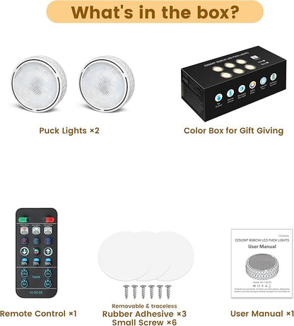 LED Puck Lights with Remote Control & Timer, Battery Operated Under Cabinet - Image 5