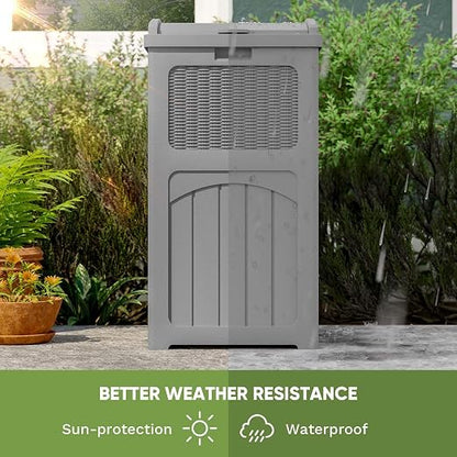 Patiowell 36 Gallon Outdoor Trash Can, Resin Outdoor Garbage Can - Image 8