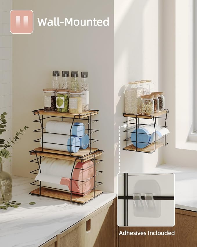 3 Pack Trash Bag Holder/Dispenser, Stackable Storage Laundry Kitchen Organizers - Image 5
