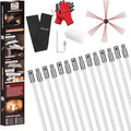 46 Feet Chimney Sweep Kit, Chimney Cleaning Kit with 14 Flexible White Chimney Rods, Chimney Brush for Sweeping Fireplace, Rotary Chimney Cleaning System Driven by Drill