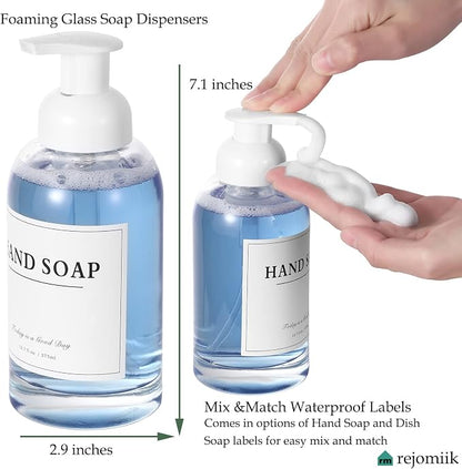 rejomiik 2 Pack Foaming Soap Dispenser Thick Glass Foam Hand Soap Dispenser - Image 3