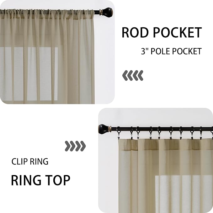 Tollpiz Sheer Linen Textured Curtain Sheers Doorway Light Filtering Voile - Image 5