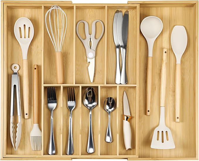 Fabsome Silverware Organizer for Cabinet Drawer, Expandable from 16.7'' to 30'' by Fabsome