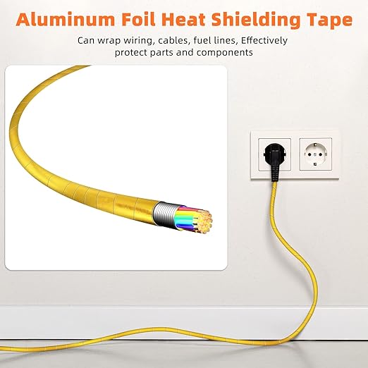 Zonon 2 Rolls Aluminum Foil Tape Heat Shield Tape Barrier Adhesive Reflective Fiberglass Thermal Insulation Reflective Material High Temp Protection(Gold,2 Inch X 65.6 ft)