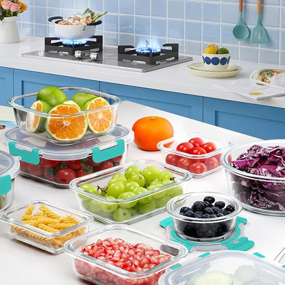 VERONES 30 Pieces Glass Meal Prep Containers Set, Stackable Glass Food Storage - Image 7