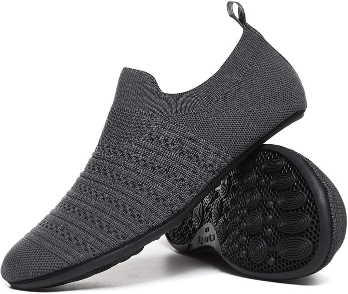 QZKDM Lightweight Slip on Grip Indoor House Slippers Barefoot Non Slip Home by QZKDM