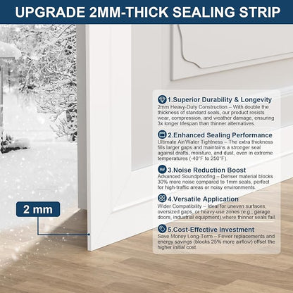 Heavy-Duty 36 ft x 3 in Weather Stripping, Extra Thick 2mm Door Draft Stopper - Image 9