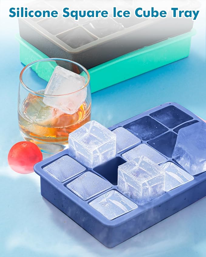 2 Pack Silicone Ice Cube Trays for Cocktail, Easy Release Square Ice Cubes Mold - Image 4