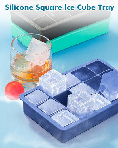 2 Pack Silicone Ice Cube Trays for Cocktail, Easy Release Square Ice Cubes Mold - Image 4