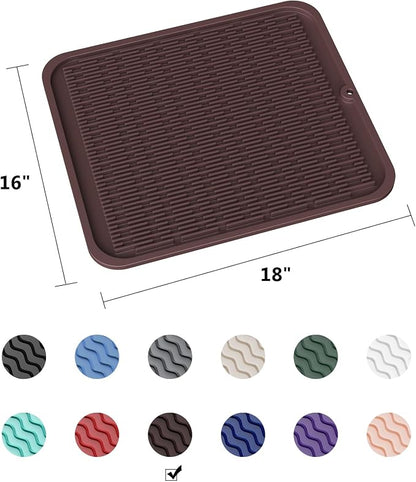 ZLR Silicone Dish Drying Mat for Kitchen Counter, Eco-Friendly Fast Dry Dish Mat - Image 5