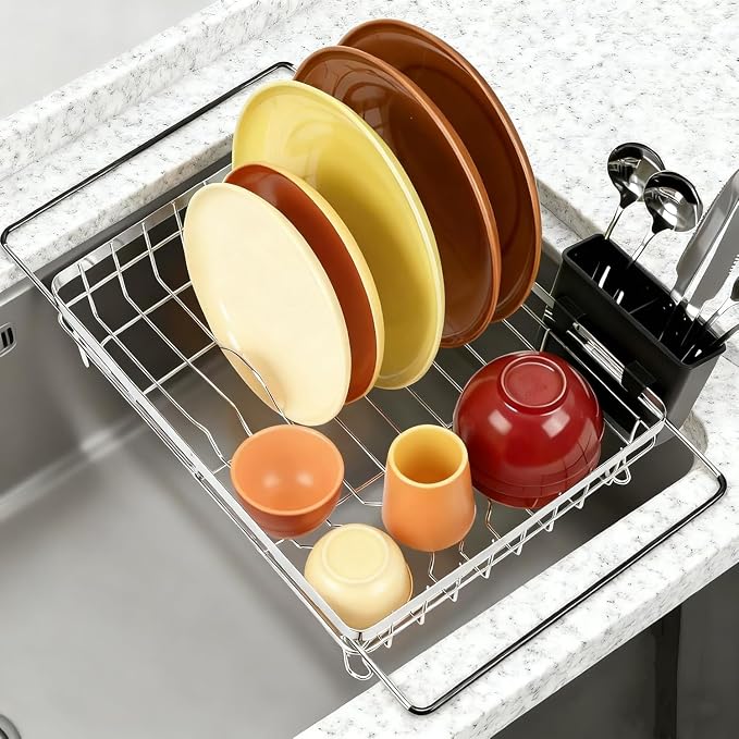 MERRYBOX Stainless Steel Dish Drying Rack, Expandable Dish Drainers - Image 2