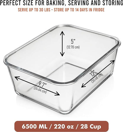 6500 ML / 220 oz / 28 Cup LARGE Glass Food Storage Container - Image 3
