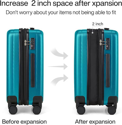 Hanke 29 Inch Expandable Checked Luggage Lightweight PC Hard Shell Luggage Suitcases with Wheels Tsa Luggage Rolling Large Suitcase Travel Luggage Bag for Study Abroad.(Caribbean Blue)