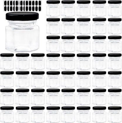 1.5 OZ Mini Hexagon Glass Jars, 48 Pack Empty Honey Jars Small Spice Jars by Comrzor