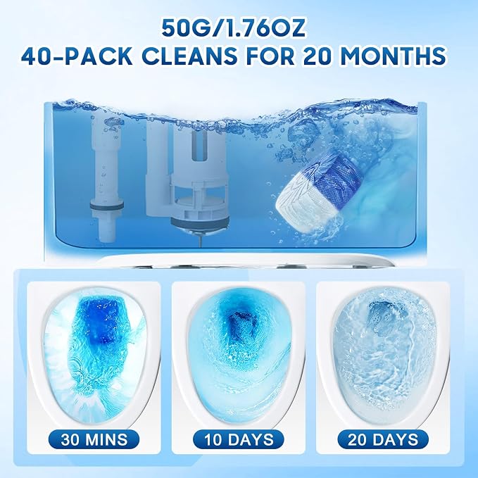 KIISIISO Toilet Bowl Cleaner Tablets, 12 PACK Commercial Household Bathroom - Image 2