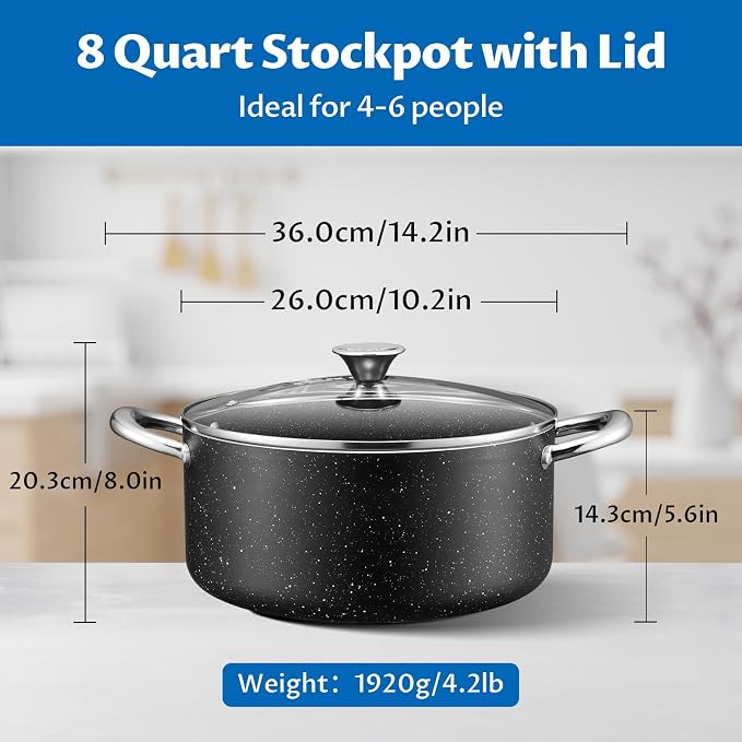 BEZIA Large 8 Quart Nonstick Stock Pot - Image 6