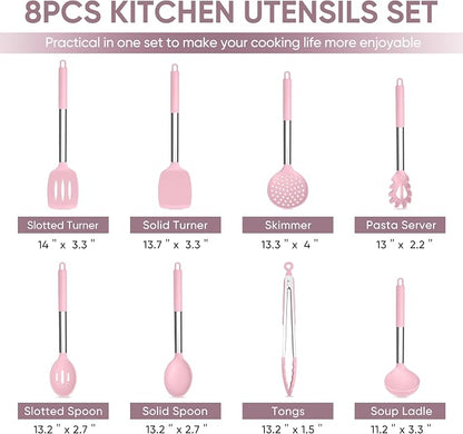 TeamFar Kitchen Utensils Set of 8, Silicone Utensils Kitchen Tools Set - Image 2