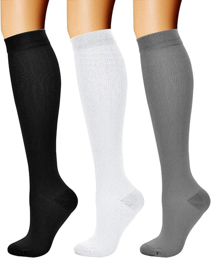 CHARMKING Compression Socks for Women & Men Circulation (3 Pairs) 15-20 mmHg is Best Support for Athletic Running Cycling