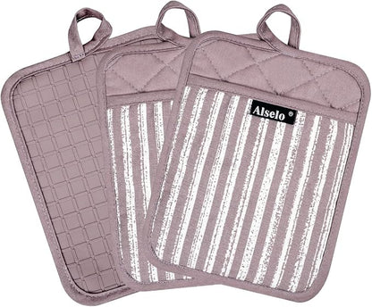 Alselo Silicone Pot Holders Set of 3 Heat Resistant & Non Slip Potholders - Image 9