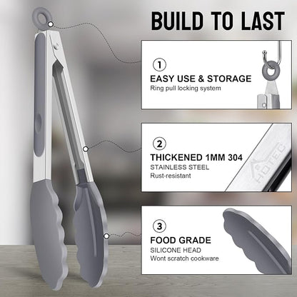 HOTEC Premium Stainless Steel Locking Kitchen Tongs - Image 4