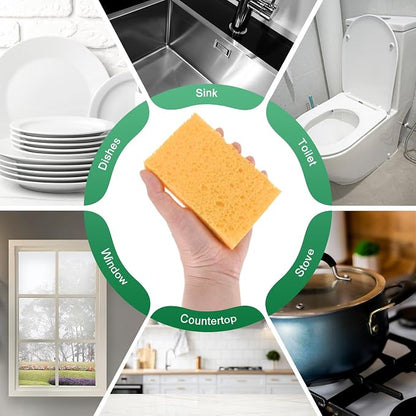 12-Pack Kitchen Sponges, Condense Eco Cellulose Non-Scratch Scrub Heavy Sponge - Image 6